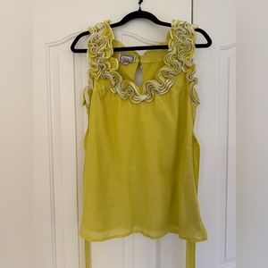 Baraschi Anthropologie Tank Ruffled Rosette Blouse Size Small